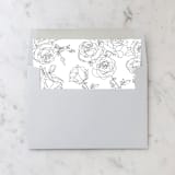 "A7 Envelope Liners Black Rose Line Art Square Flap (set of 10)" - Envelope Liners in black by Design by Laney