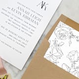 "A7 Envelope Liners Black Rose Line Art Square Flap (set of 10)" - Envelope Liners in black by Design by Laney