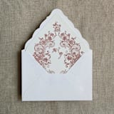 "French rose lace old rose envelope liner for A7 euro flap envelope | pack of 10" - Envelope Liners in pink by Ivory Invitations