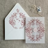 "French rose lace old rose envelope liner for A7 euro flap envelope | pack of 10" - Envelope Liners in pink by Ivory Invitations