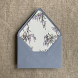 "Wisteria floral envelope liner for A7 euro flap envelope | pack of 10" - Envelope Liners in purple by Ivory Invitations