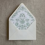 "Venetian floral sage liner for A7 euro flap envelope | pack of 10" - Envelope Liners in green by Ivory Invitations
