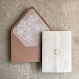 "White camellia floral printed vellum envelope liner for A7 euro flap envelope | pack of 10" - Envelope Liners in white by Ivory Invitations