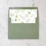 "A7 Envelope Liners Illustrated Wedding Foods Square Flap (set of 10)" - Envelope Liners in green by Design by Laney