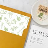 "A7 Envelope Liners Illustrated Wedding Foods Square Flap (set of 10)" - Envelope Liners in green by Design by Laney
