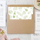 "A7 Envelope Liners Illustrated Wedding Foods Square Flap (set of 10)" - Envelope Liners in green by Design by Laney