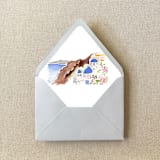 "Santorini Greece Watercolor Euroflap Envelope Liner | Set of 10 | For 5x7” invitations" - Envelope Liners in multicolorassorted-colors by Cotton and Bow