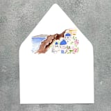 "Santorini Greece Watercolor Euroflap Envelope Liner | Set of 10 | For 5x7” invitations" - Envelope Liners in multicolorassorted-colors by Cotton and Bow