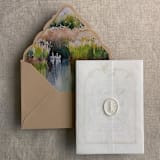 "Swans by the pond envelope liner for A7 euro flap envelope | pack of 10" - Envelope Liners in multicolorassorted-colors by Ivory Invitations