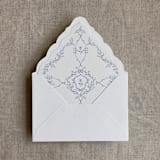 "grace floral steel blue envelope liner for A7 euro flap envelope | pack of 10" - Envelope Liners in blue by Ivory Invitations