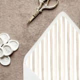 "Neutral Beige Stripe Envelope Liner | Set of 10 | For 5x7” Invitations" - Envelope Liners in beige by Cotton and Bow