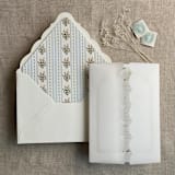 "Emberlin vintage blue floral print envelope liner for A7 euro flap envelope | pack of 10" - Envelope Liners in blue by Ivory Invitations