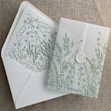 "Sage English botanical garden floral printed liner for A7 euro flap envelope | pack of 10" - Envelope Liners in green by Ivory Invitations