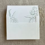 "Sage grand peony floral envelope liner for A7 square flap envelope | pack of 10" - Envelope Liners in green by Ivory Invitations