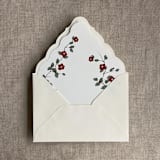 "Red velvet Camellia floral envelope liner for A7 euro flap envelope | pack of 10" - Envelope Liners in red by Ivory Invitations