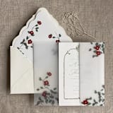 "Red velvet Camellia floral envelope liner for A7 euro flap envelope | pack of 10" - Envelope Liners in red by Ivory Invitations