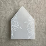 "White grand peony vellum envelope liner for A7 euro flap envelope | pack of 10" - Envelope Liners in white by Ivory Invitations