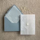 "White grand peony vellum envelope liner for A7 euro flap envelope | pack of 10" - Envelope Liners in white by Ivory Invitations