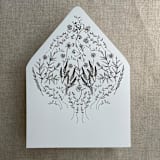 "Black English botanical garden floral printed liner for A7 euro flap envelope | pack of 10" - Envelope Liners in black by Ivory Invitations