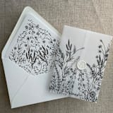 "Black English botanical garden floral printed liner for A7 euro flap envelope | pack of 10" - Envelope Liners in black by Ivory Invitations