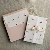 "Sweet cherries envelope liner for A7 square flap envelope | pack of 10" - Envelope Liners in pink by Ivory Invitations