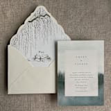 "willow and swan moss print liner for A7 euro flap envelope | pack of 10" - Envelope Liners in green by Ivory Invitations