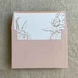 "Hazelnut grand peony floral envelope liner for A7 square flap envelope | pack of 10" - Envelope Liners in brown by Ivory Invitations