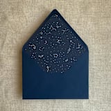 "white ink print Stella Celestial printed midnight blue envelope liner for A7 euro flap envelope | pack of 10" - Envelope Liners in blue by Ivory Invitations