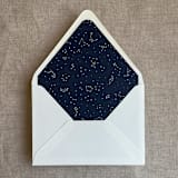 "white ink print Stella Celestial printed midnight blue envelope liner for A7 euro flap envelope | pack of 10" - Envelope Liners in blue by Ivory Invitations