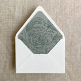 "Sage elegant peonies and berries liner for A7 euro flap envelope | pack of 10" - Envelope Liners in green by Ivory Invitations