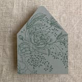 "Sage elegant peonies and berries liner for A7 euro flap envelope | pack of 10" - Envelope Liners in green by Ivory Invitations