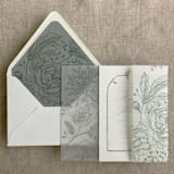 "Sage elegant peonies and berries liner for A7 euro flap envelope | pack of 10" - Envelope Liners in green by Ivory Invitations