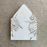 "Moss grand peony vintage floral envelope liner for A7 euro flap envelope | pack of 10" - Envelope Liners in green by Ivory Invitations