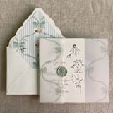 "Green genie floral bows envelope liner for A7 euro flap envelope | pack of 10" - Envelope Liners in green by Ivory Invitations