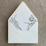 "Black grand peony vintage floral envelope liner for A7 euro flap envelope | pack of 10" - Envelope Liners in black by Ivory Invitations