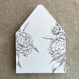 "Black grand peony vintage floral envelope liner for A7 euro flap envelope | pack of 10" - Envelope Liners in black by Ivory Invitations
