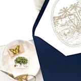 "A7 Envelope Liners Vintage Tropical Beach Scene (set of 10)" - Envelope Liners in beige by Design by Laney