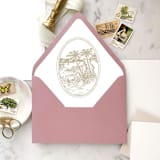 "A7 Envelope Liners Vintage Tropical Beach Scene (set of 10)" - Envelope Liners in beige by Design by Laney