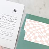 "A7 Envelope Liners Pink Warped Checkerboard Square Flap (set of 10)" - Envelope Liners in pink by Design by Laney