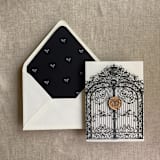 "Black baby ribbon bows envelope liner for A7 euro flap envelope | pack of 10" - Envelope Liners in black by Ivory Invitations