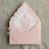 "La belle rose lace white ink printed vellum envelope liner for A7 euro flap envelope | pack of 10" - Envelope Liners in white by Ivory Invitations