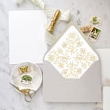 "A7 Envelope Liners Quad Scroll Gold (set of 10)" - Envelope Liners in gold by Design by Laney