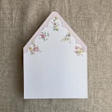 "Clara pink scallop floral edge printed envelope liner for A7 euro flap envelope | pack of 10" - Envelope Liners in pink by Ivory Invitations