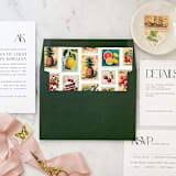 "A7 Envelope Liners Vintage Postage Stamp Fruits Square Flap (set of 10)" - Envelope Liners in multicolor by Design by Laney