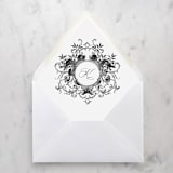 "A7 Envelope Liners Scroll Monogram Black (set of 10)" - Envelope Liners in black by Design by Laney