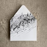 "Vineyard landscape sketch black printed envelope liner for A7 euro flap envelope | pack of 10" - Envelope Liners in black by Ivory Invitations