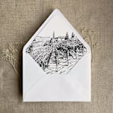 "Vineyard landscape sketch black printed envelope liner for A7 euro flap envelope | pack of 10" - Envelope Liners in black by Ivory Invitations