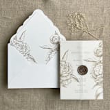 "Hazelnut grand peony floral envelope liner for A7 euro flap envelope | pack of 10" - Envelope Liners in brown by Ivory Invitations