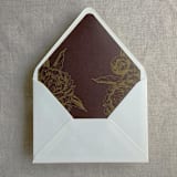 "Metallic gold grand peony printed liner A7 euro flap envelope | pack of 10" - Envelope Liners in brown by Ivory Invitations