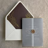 "Metallic gold grand peony printed liner A7 euro flap envelope | pack of 10" - Envelope Liners in brown by Ivory Invitations
